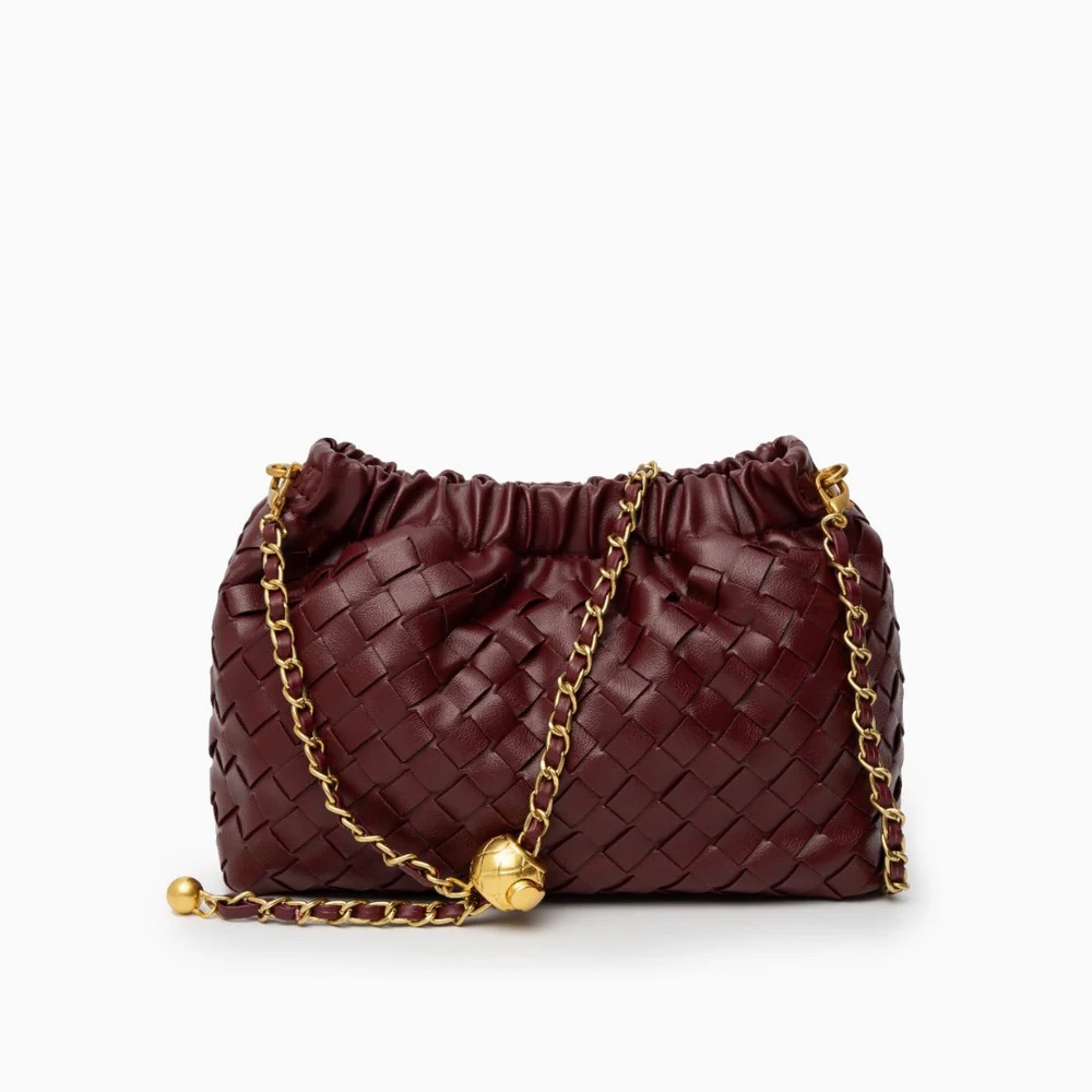 Verano Hill Joyce Shoulder Bag – Wine Red Woven Cloud Purse